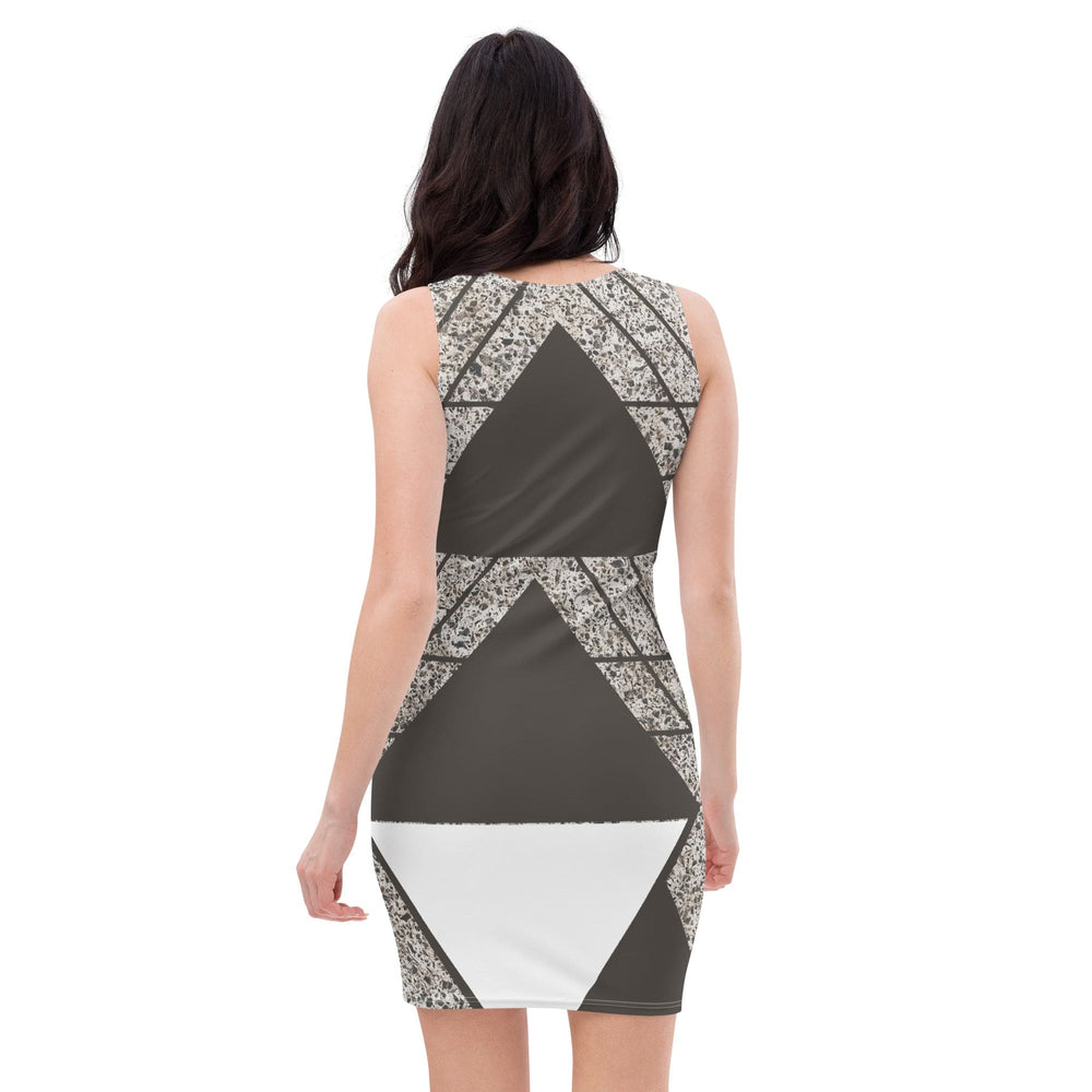 Womens Stretch Fit Bodycon Dress Brown And White Triangular