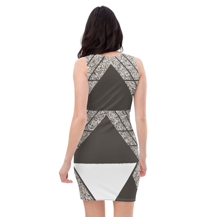 Womens Stretch Fit Bodycon Dress Brown and White Triangular - Womens | Dresses