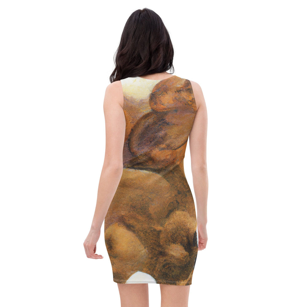 Womens Stretch Fit Bodycon Dress Brown White Stone Pattern - Womens | Dresses