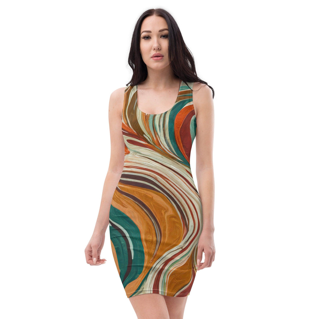Womens Stretch Fit Bodycon Dress Marble Print 17163