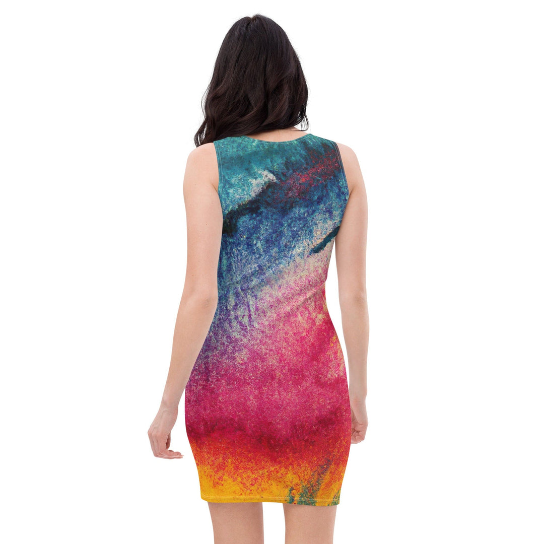 Womens Stretch Fit Bodycon Dress Multicolor Abstract Pattern 2 - Womens