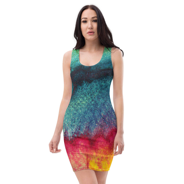 Womens Stretch Fit Bodycon Dress Multicolor Abstract Pattern 2 - Womens