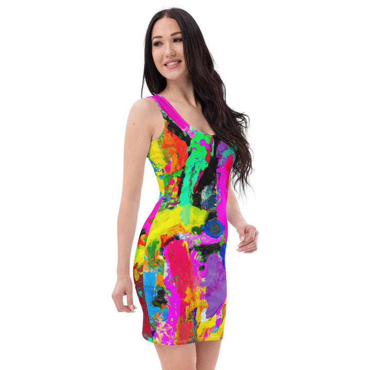 Womens Stretch Fit Bodycon Dress Multicolor Abstract Pattern