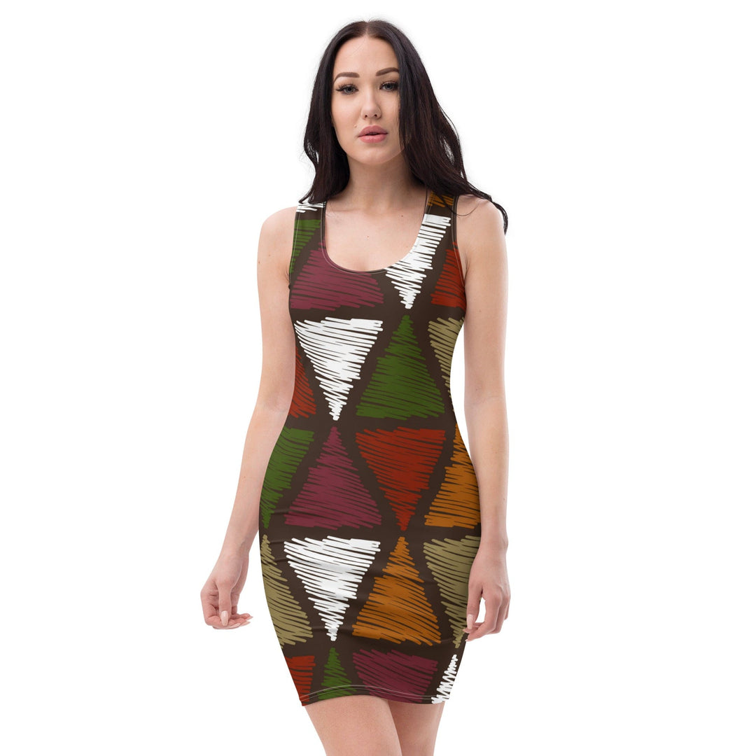 Womens Stretch Fit Bodycon Dress Multicolor Tribal Pattern