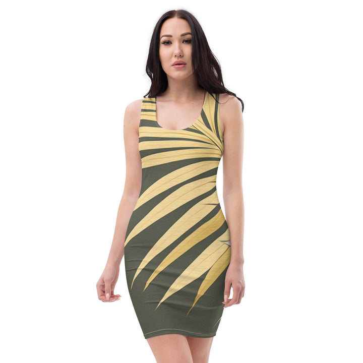 Womens Stretch Fit Bodycon Dress Palm Tree Leaves Pattern - Womens | Dresses