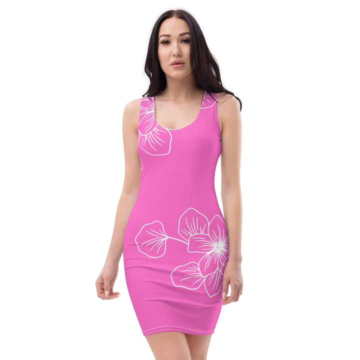 Womens Stretch Fit Bodycon Dress Pink Floral 7022623