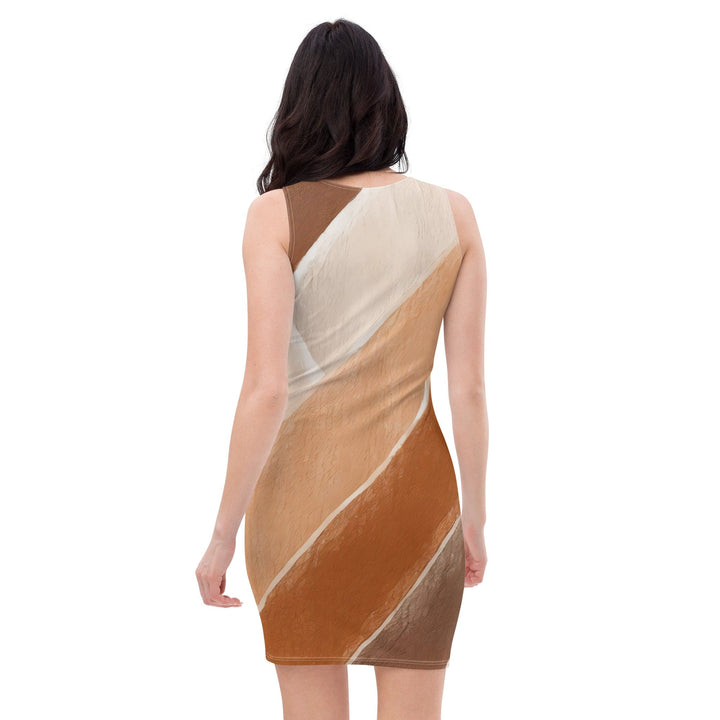 Womens Stretch Fit Bodycon Dress Rust Stone Print 41162