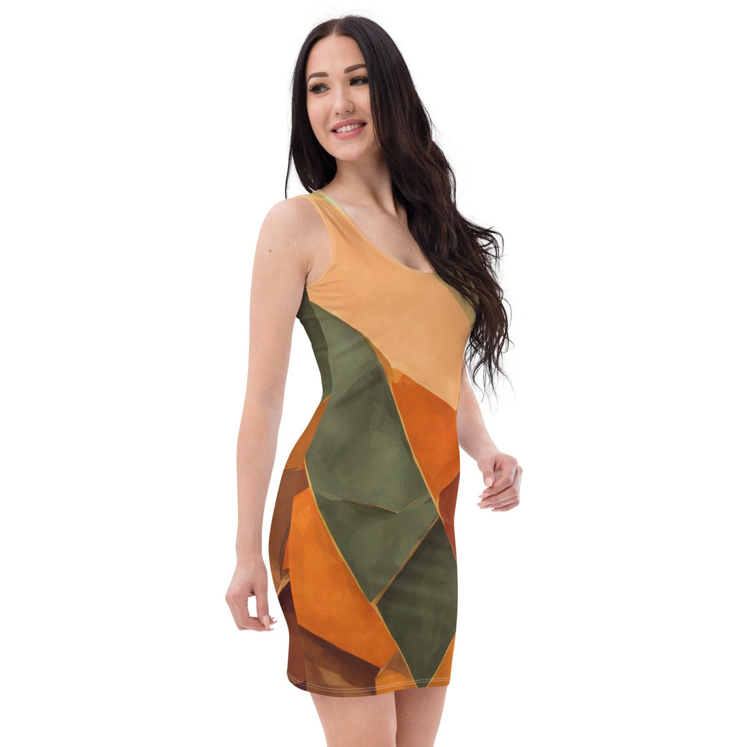 Womens Stretch Fit Bodycon Dress Rustic Red Abstract Pattern