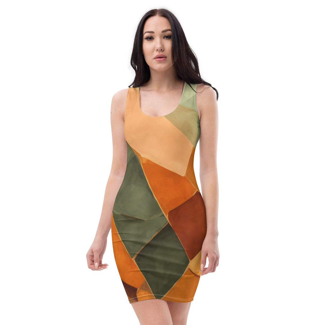 Womens Stretch Fit Bodycon Dress - Rustic Red Abstract Pattern M Womens Stretch Fit Bodycon Dress - Rustic Red Abstract Pattern M