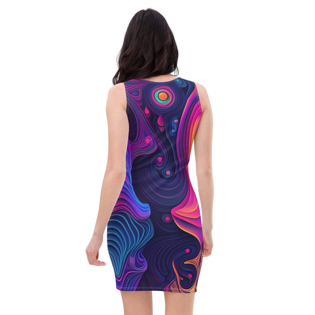 Womens Stretch Fit Bodycon Dress Vibrant Psychedelic Kaleidoscope - Womens