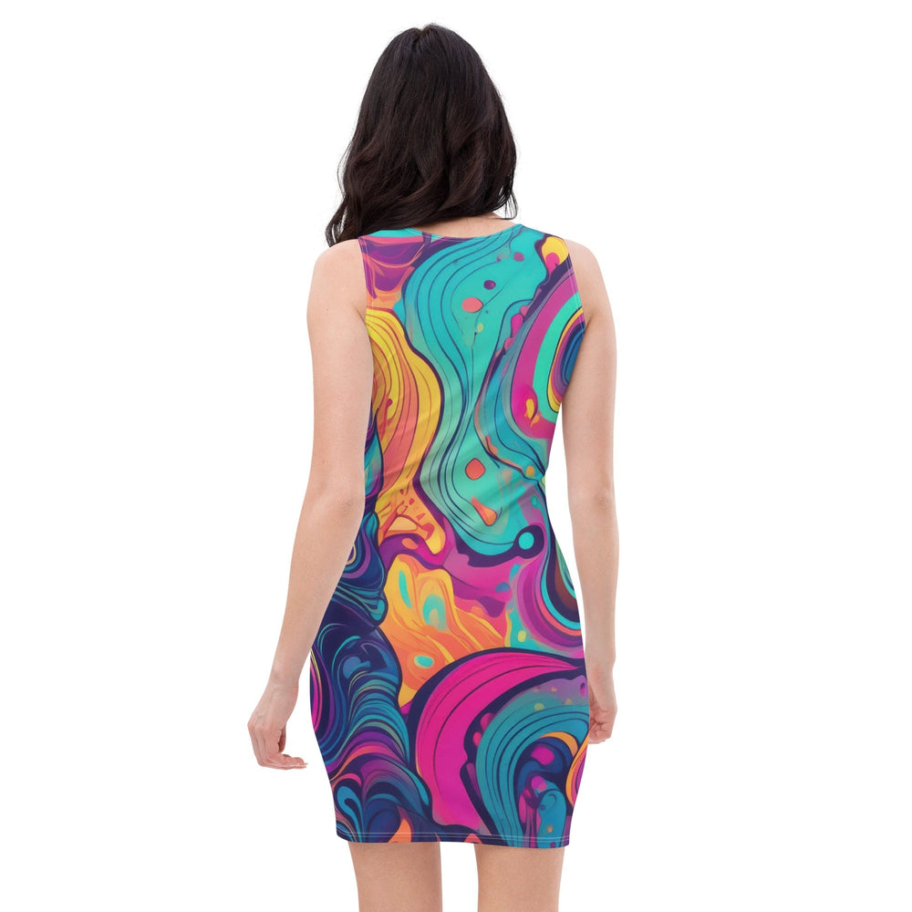 Womens Stretch Fit Bodycon Dress Vibrant Psychedelic Kaleidoscope 3 - Womens