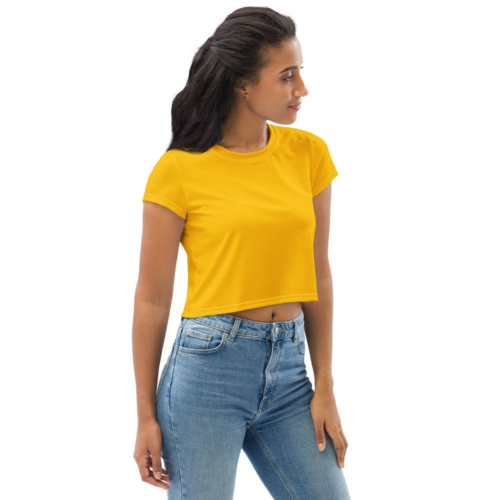 Womens Stretch Fit Crop Tee T-shirt - Golden Yellow