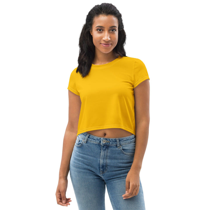 Womens Stretch Fit Crop Tee T-shirt - Golden Yellow