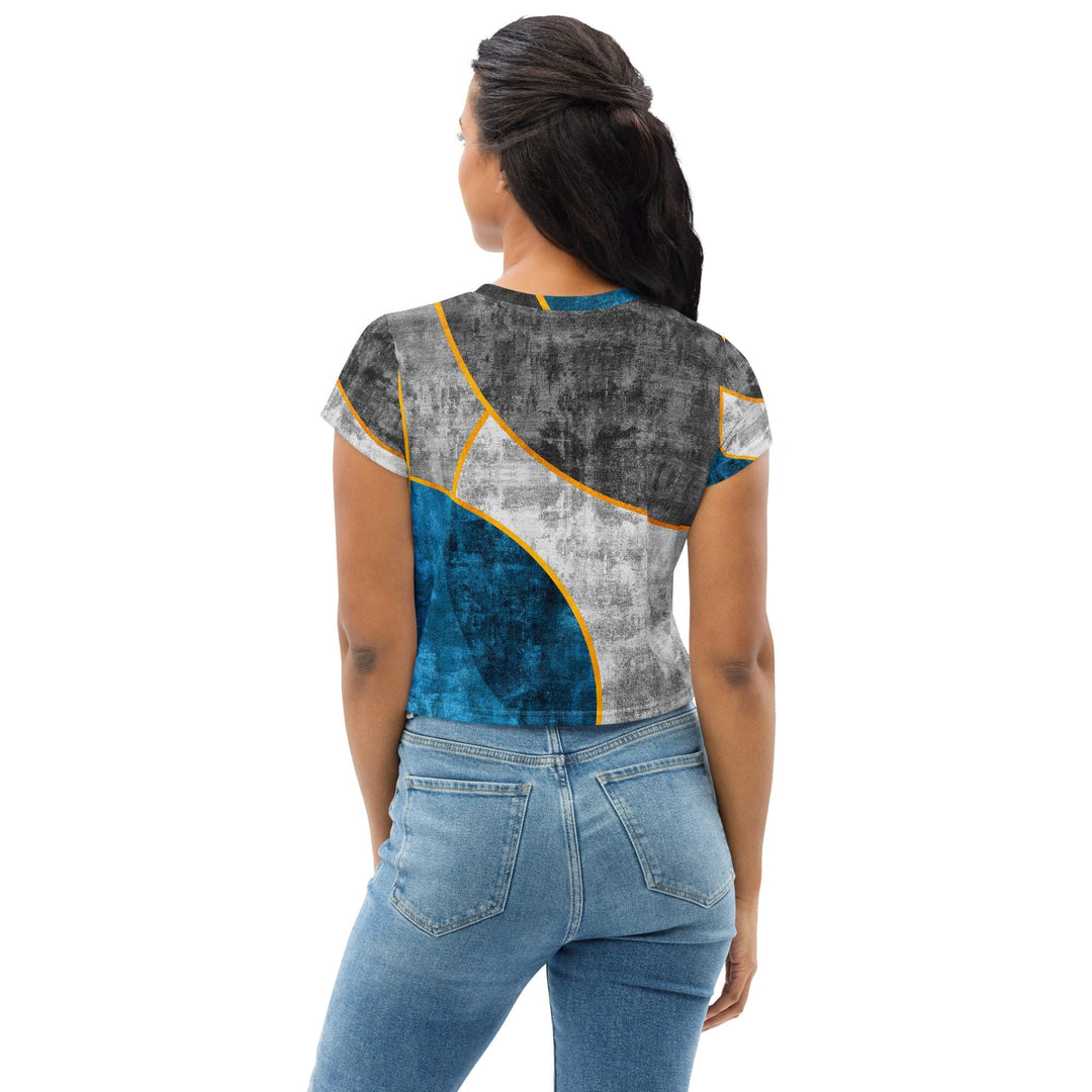 Womens Stretch Fit Crop Tee T-shirt - Blue Grey Design