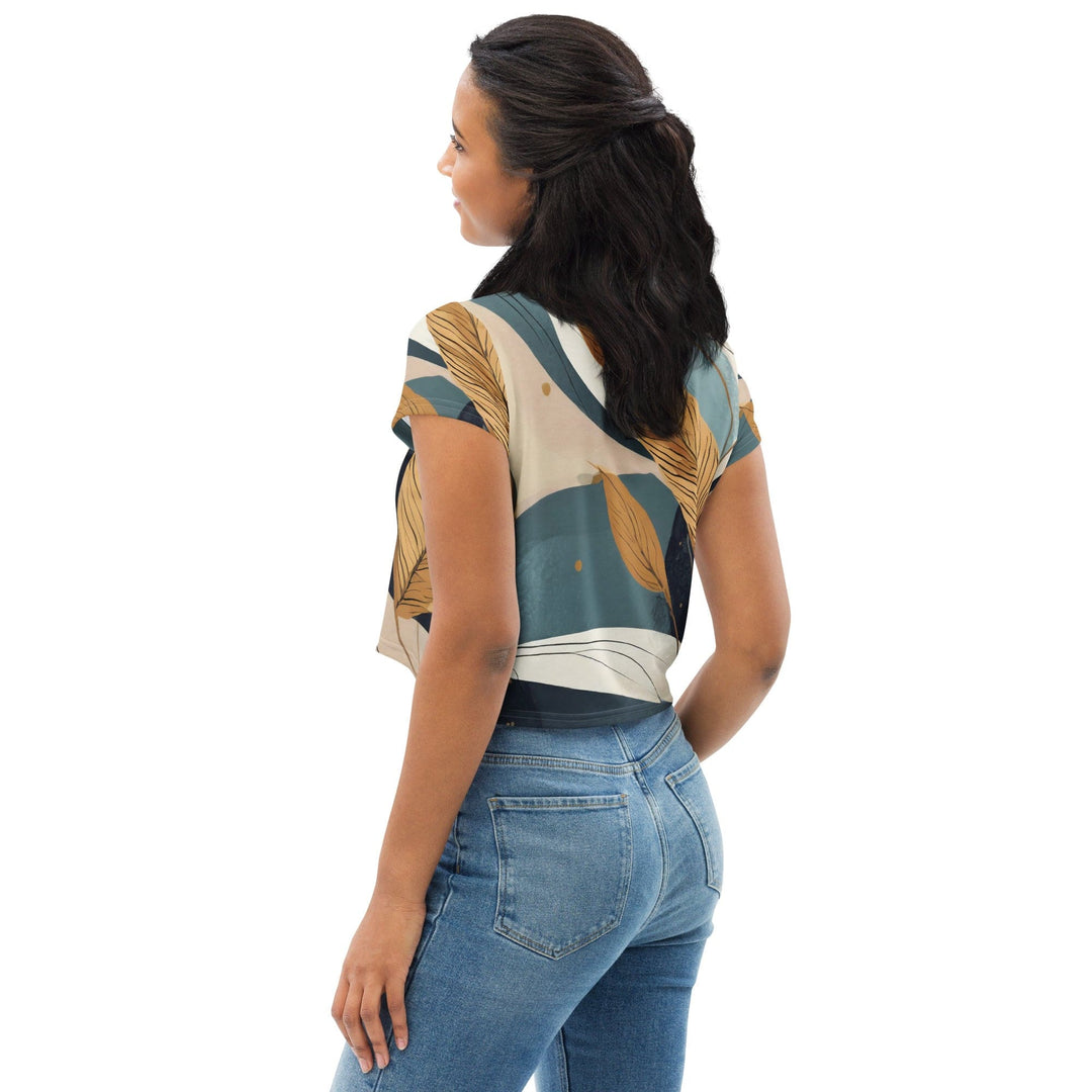 Womens Stretch Fit Crop Tee T-shirt - Boho Style Print