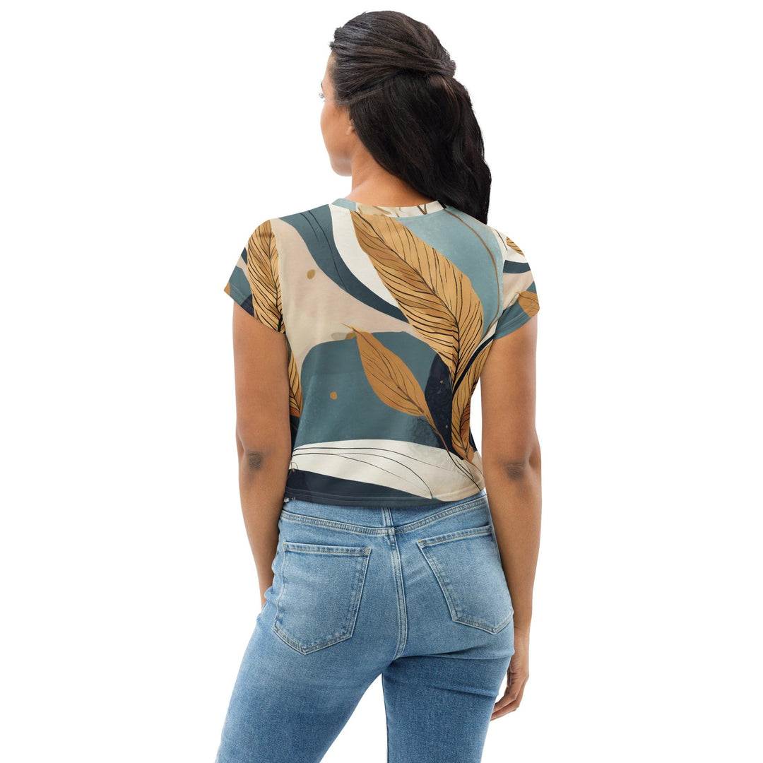 Womens Stretch Fit Crop Tee T-shirt - Boho Style Print