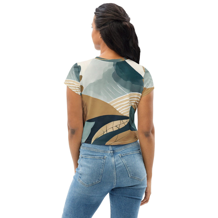 Womens Stretch Fit Crop Tee T-shirt - Boho Style Print 3