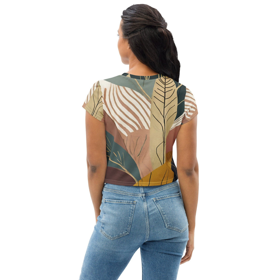 Womens Stretch Fit Crop Tee T-shirt - Boho Style Print