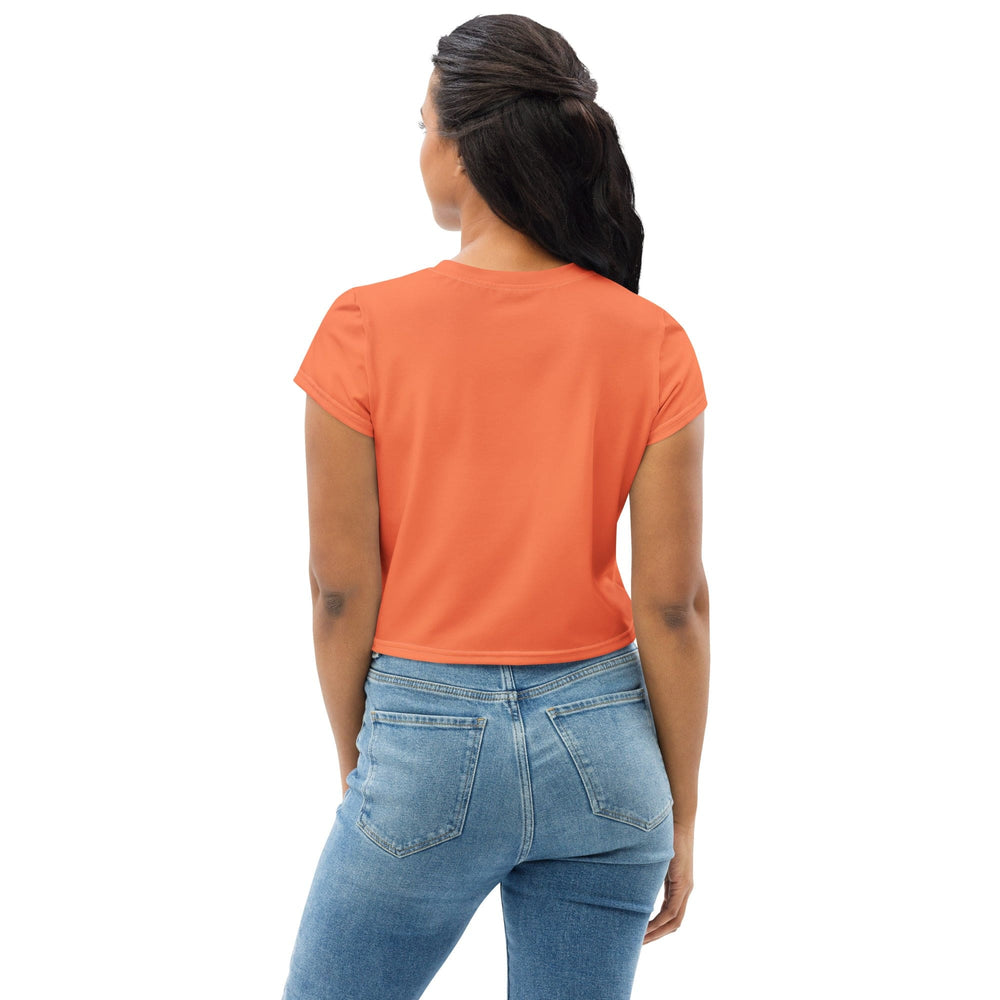 Womens Stretch Fit Crop Tee T-shirt - Coral Orange Red