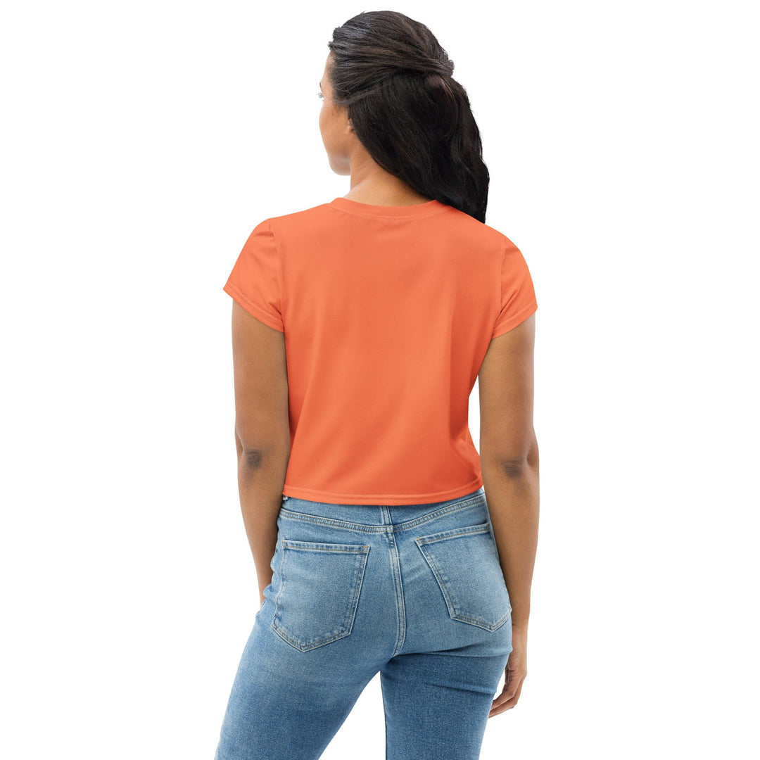 Womens Stretch Fit Crop Tee T-shirt - Coral Orange Red