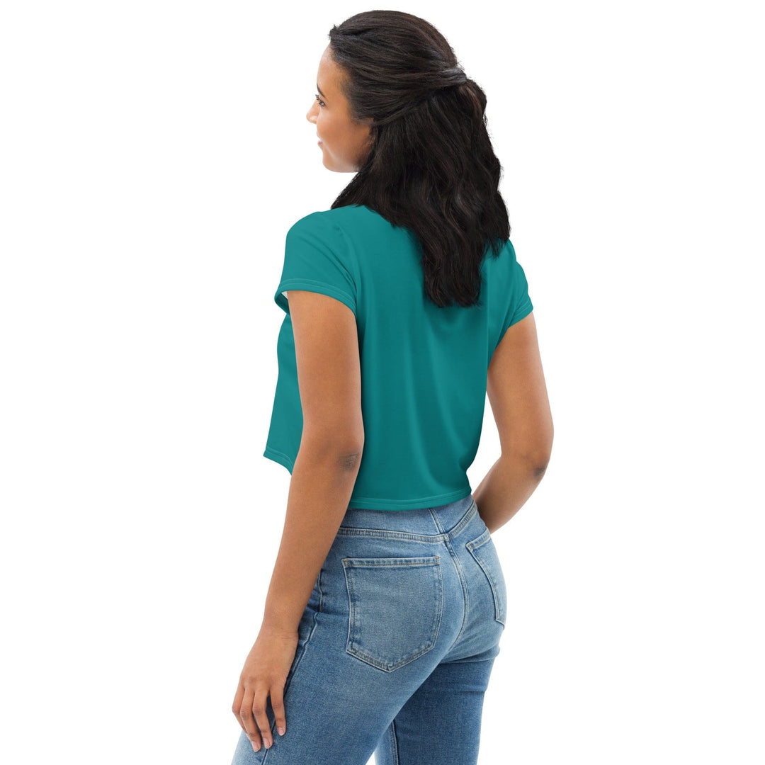Womens Stretch Fit Crop Tee T-shirt - Dark Teal Green