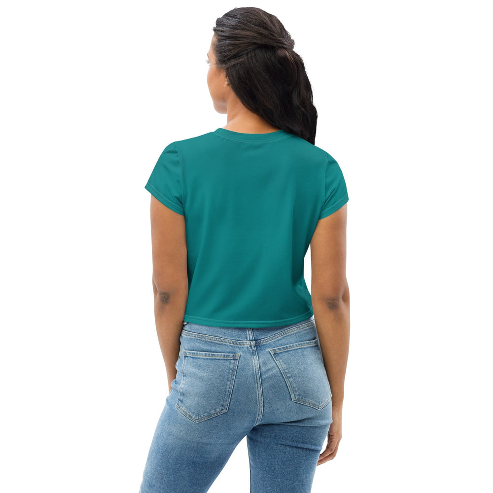 Womens Stretch Fit Crop Tee T-shirt - Dark Teal Green