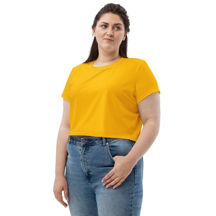 Womens Stretch Fit Crop Tee T-shirt Jersey - Golden Yellow