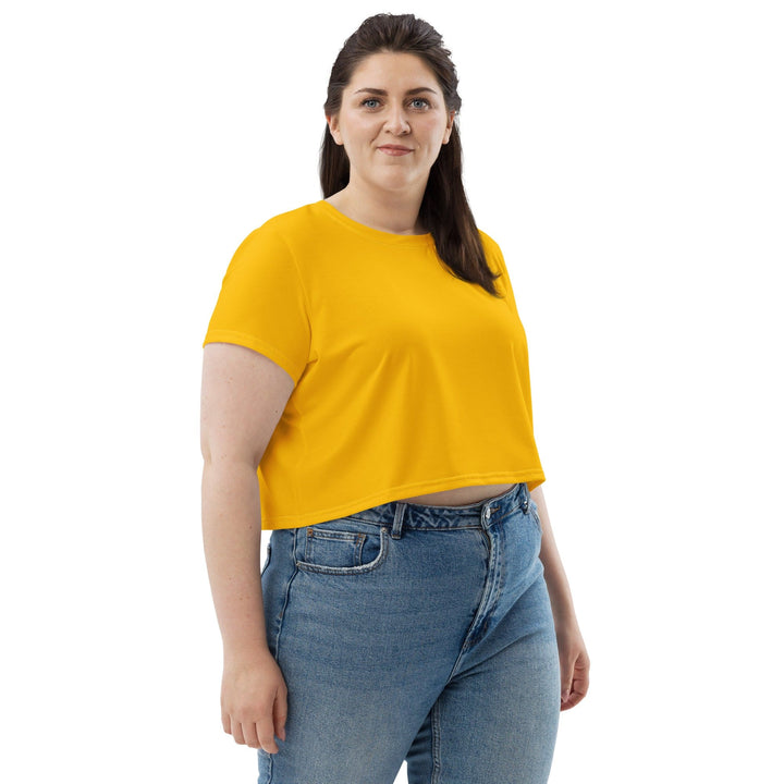 Womens Stretch Fit Crop Tee T-shirt Jersey - Golden Yellow
