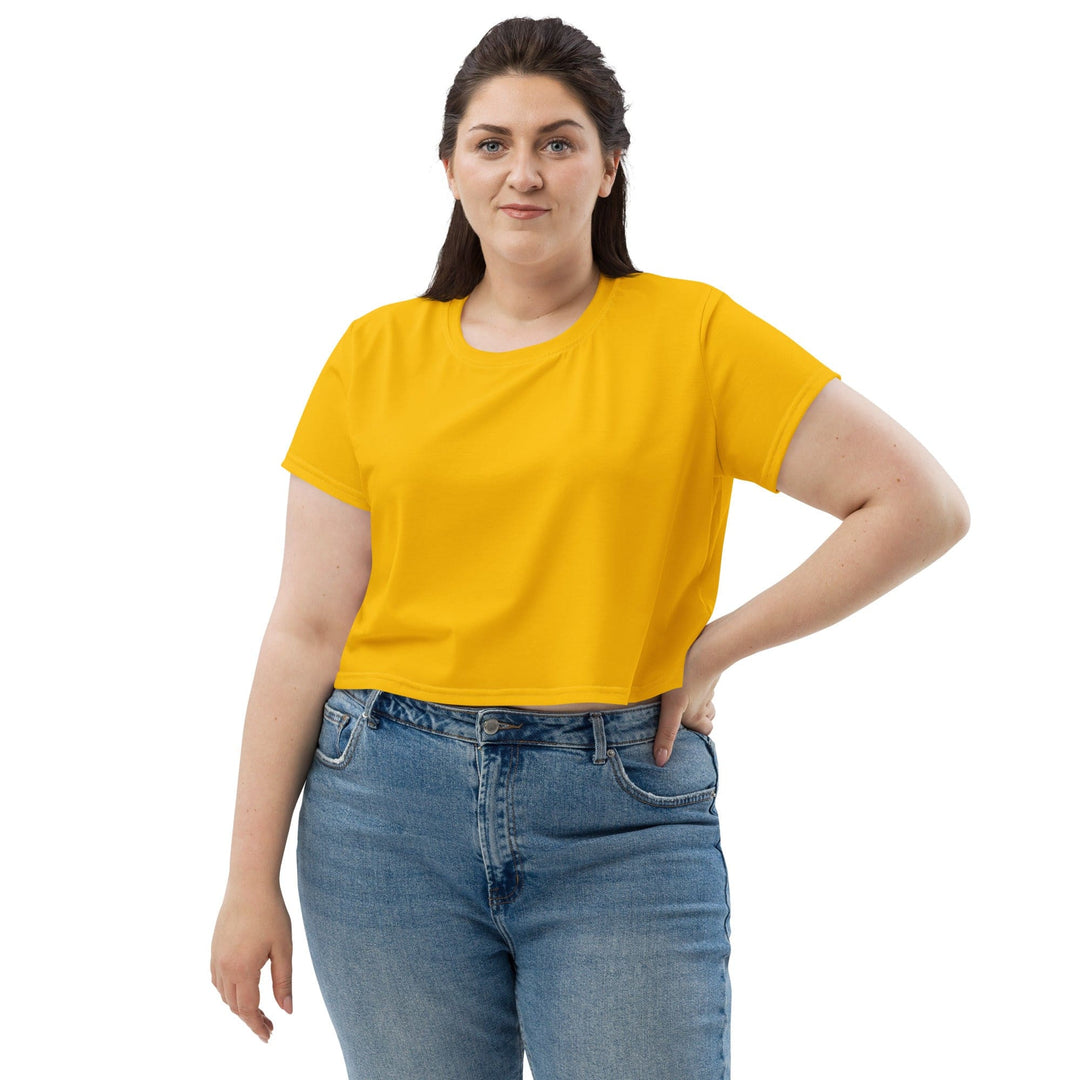 Womens Stretch Fit Crop Tee T-shirt Jersey - Golden Yellow