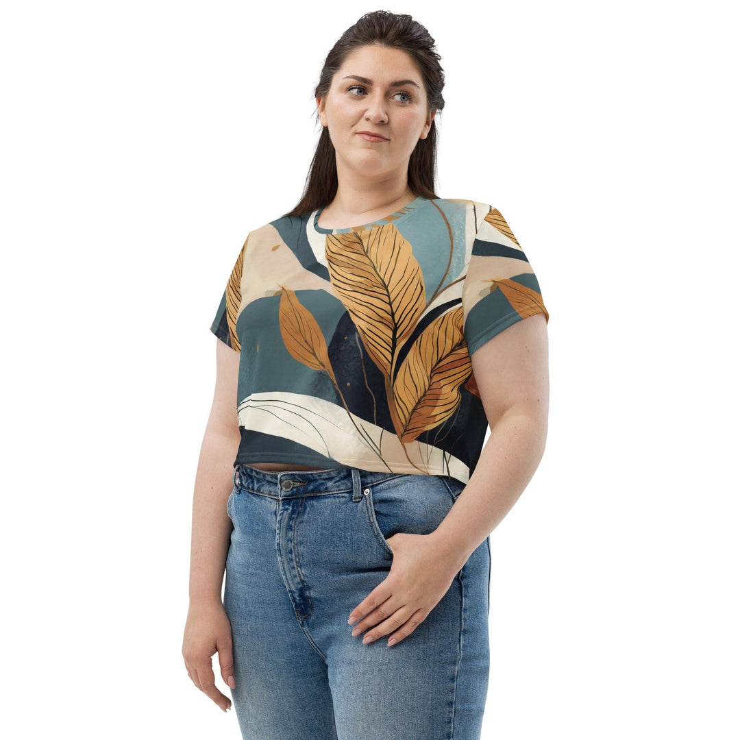 Womens Stretch Fit Crop Tee T-shirt Jersey - Boho Style Print