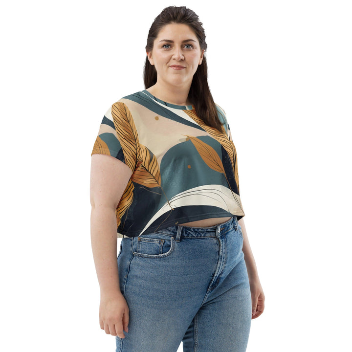 Womens Stretch Fit Crop Tee T-shirt Jersey - Boho Style Print