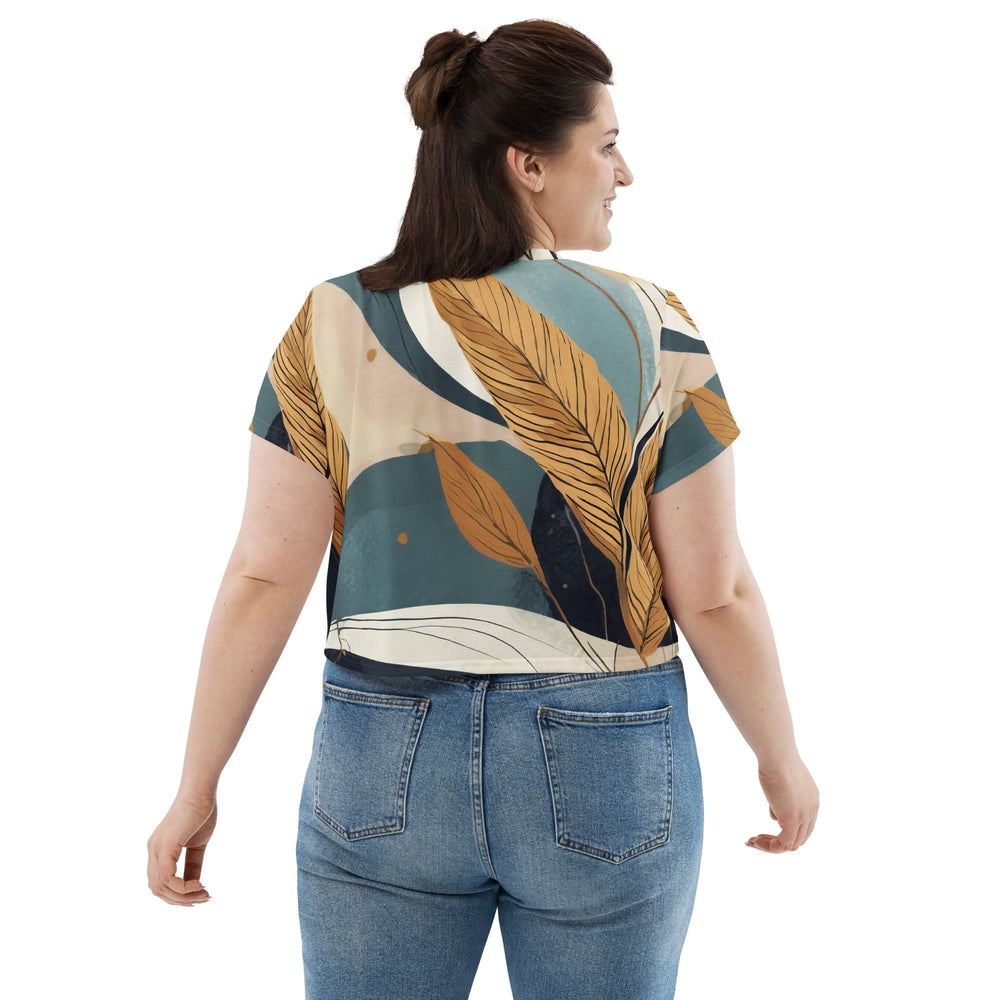Womens Stretch Fit Crop Tee T-shirt Jersey - Boho Style Print