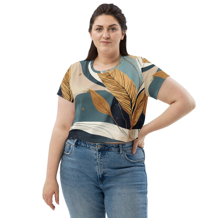 Womens Stretch Fit Crop Tee T-shirt Jersey - Boho Style Print