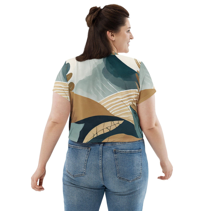 Womens Stretch Fit Crop Tee T-shirt Jersey - Boho Style Print 3