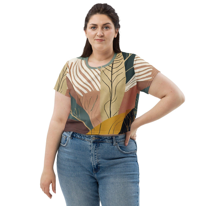 Womens Stretch Fit Crop Tee T-shirt Jersey - Boho Style Print