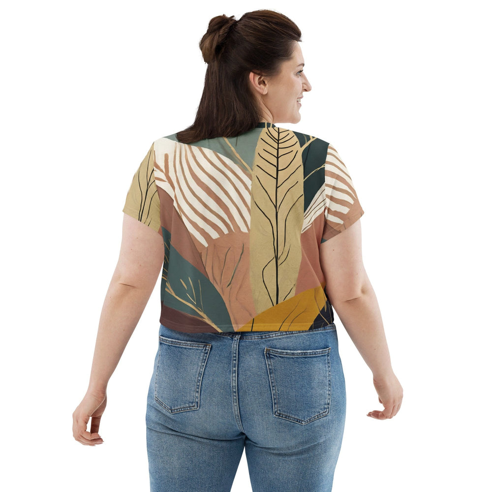 Womens Stretch Fit Crop Tee T-shirt Jersey - Boho Style Print