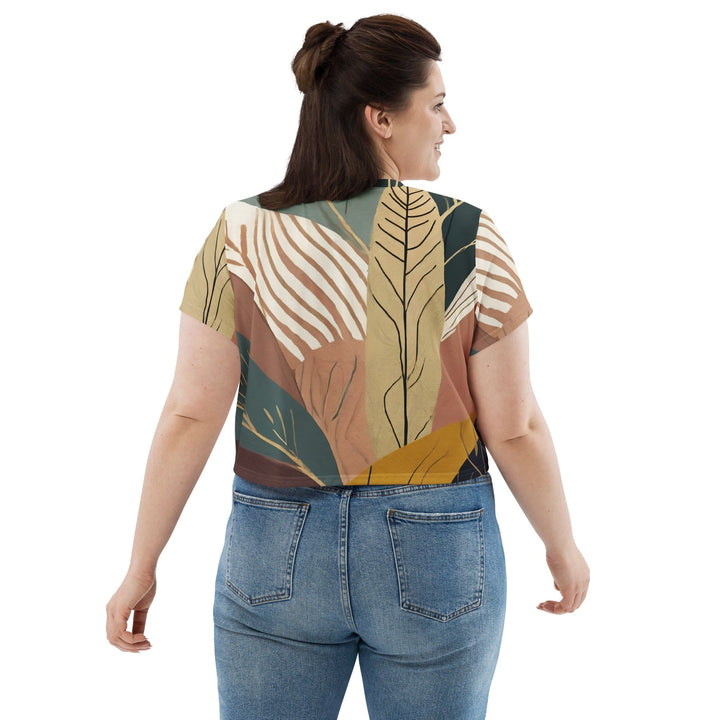 Womens Stretch Fit Crop Tee T-shirt Jersey - Boho Style Print