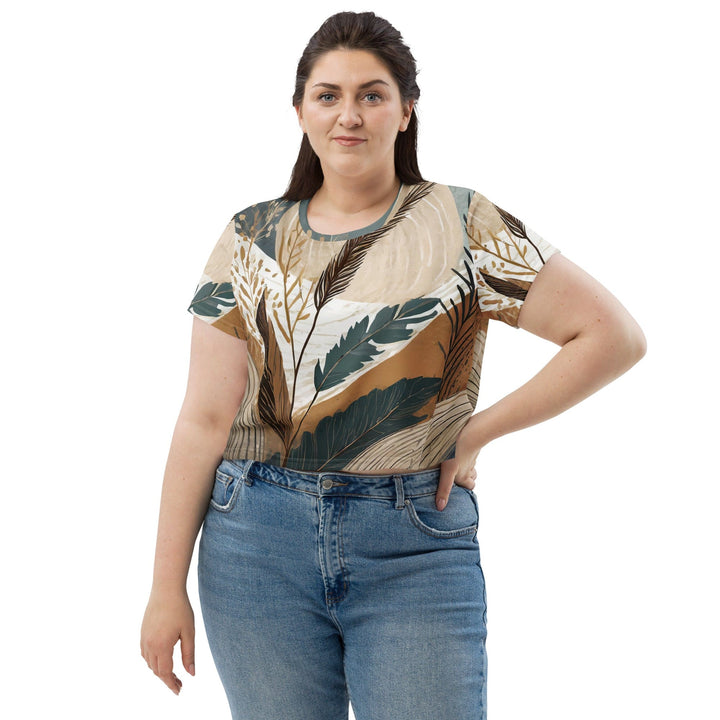 Womens Stretch Fit Crop Tee T-shirt Jersey - Boho Style Print