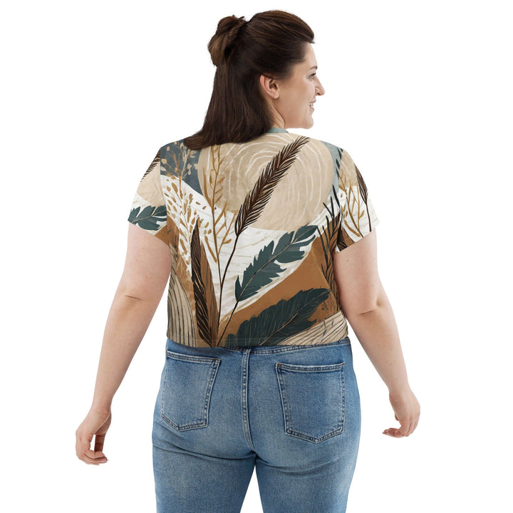 Womens Stretch Fit Crop Tee T-shirt Jersey - Boho Style Print