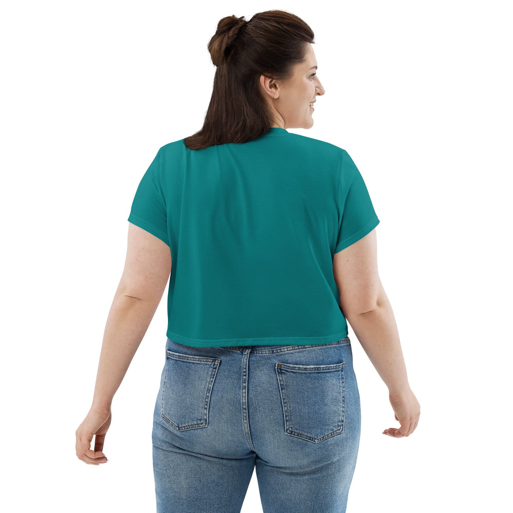 Womens Stretch Fit Crop Tee T-shirt Jersey - Dark Teal Green
