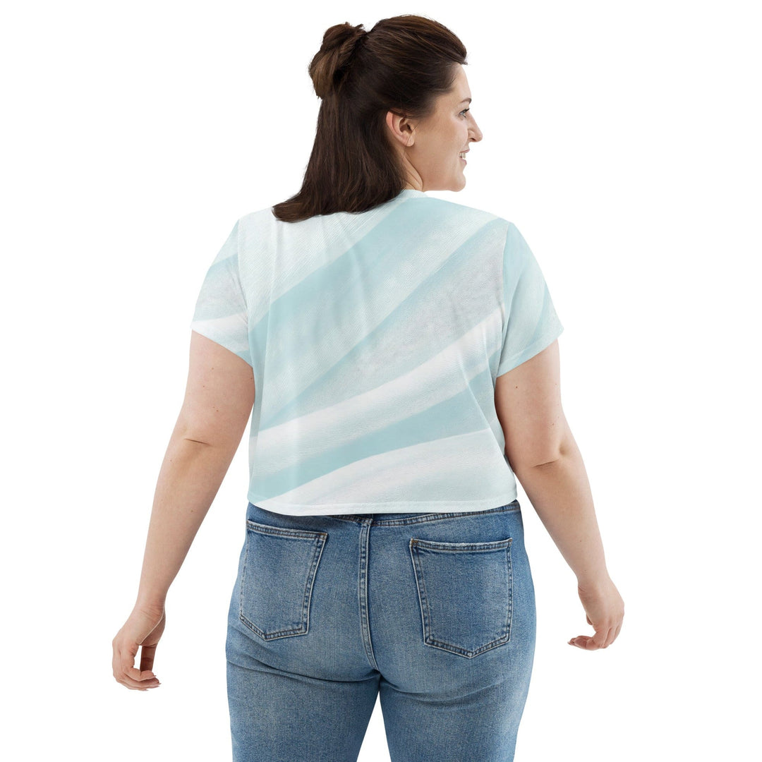 Womens Stretch Fit Crop Tee T-shirt Jersey - Pastel Blue Swirl