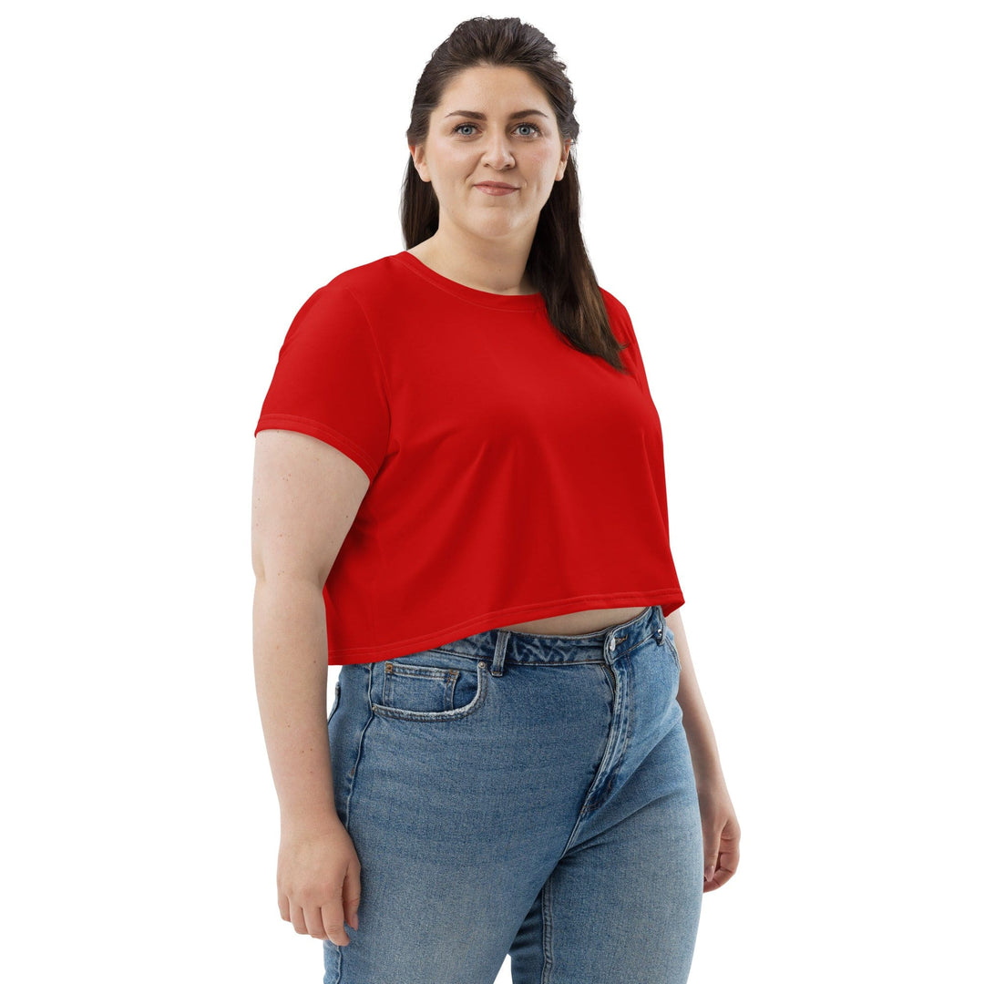 Womens Stretch Fit Crop Tee T-shirt Jersey - Red