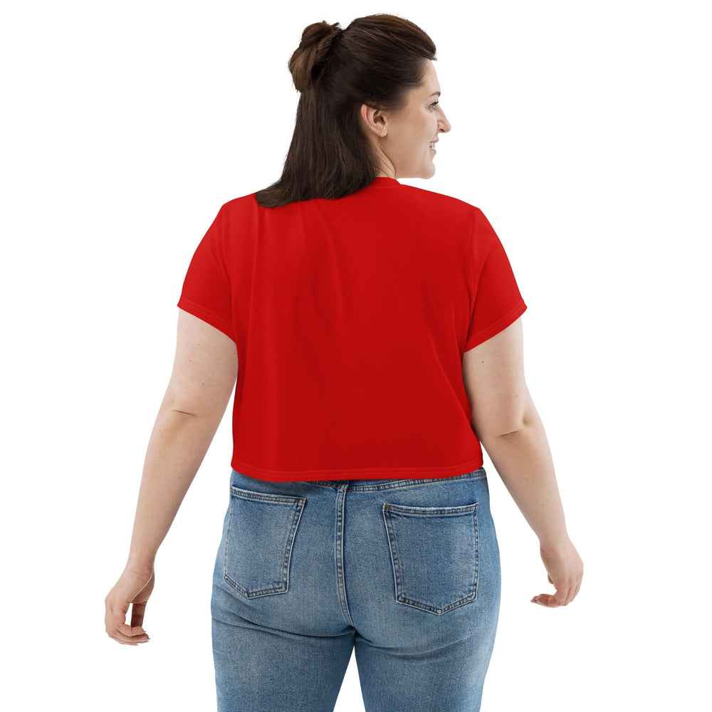 Womens Stretch Fit Crop Tee T-shirt Jersey - Red