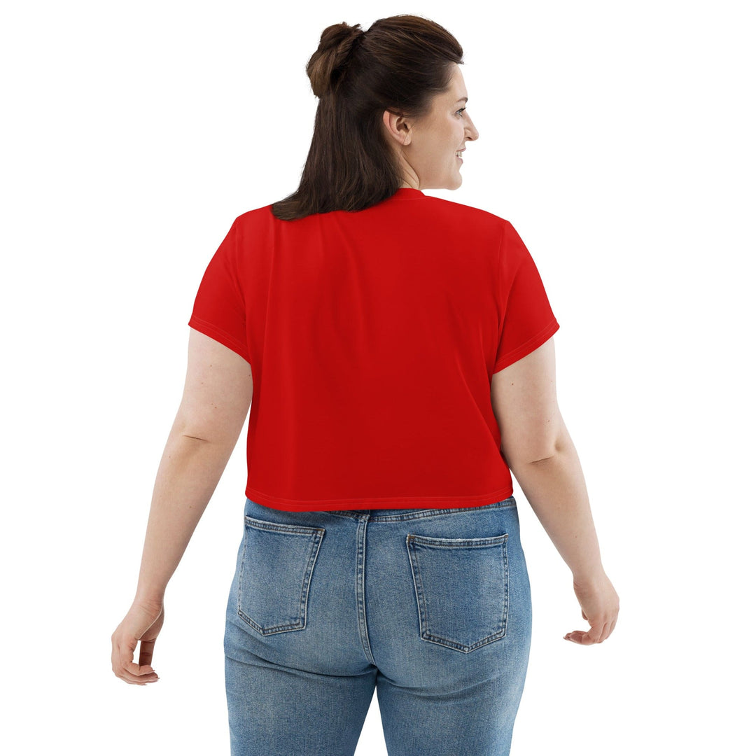Womens Stretch Fit Crop Tee T-shirt Jersey - Red