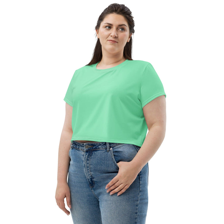 Womens Stretch Fit Crop Tee T-shirt Jersey - Seafoam Green