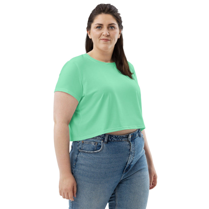 Womens Stretch Fit Crop Tee T-shirt Jersey - Seafoam Green