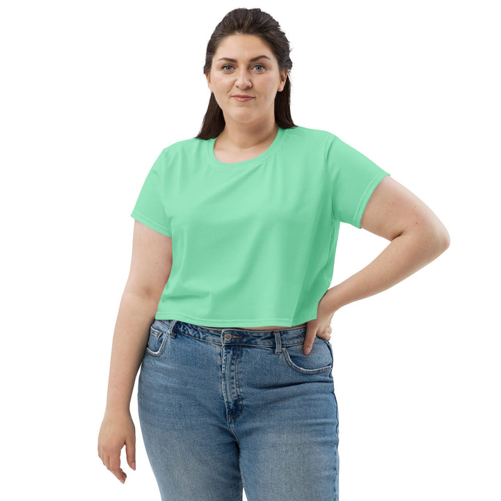 Womens Stretch Fit Crop Tee T-shirt Jersey - Seafoam Green