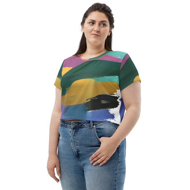 Womens Stretch Fit Crop Tee T-shirt Jersey Stand Firm