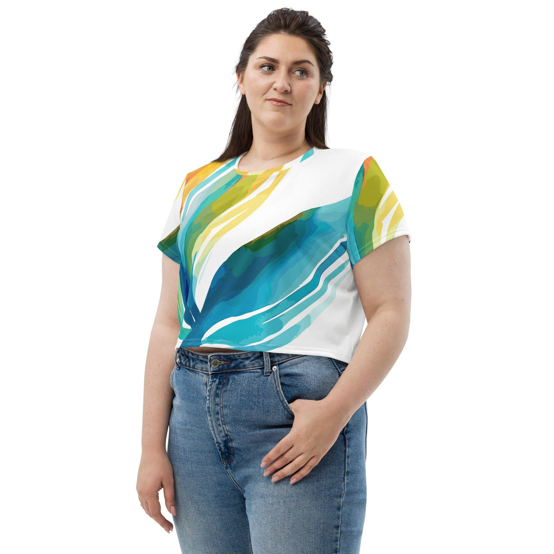 Womens Stretch Fit Crop Tee T-shirt Jersey - Strength and Courage Design