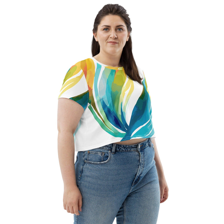 Womens Stretch Fit Crop Tee T-shirt Jersey - Strength and Courage Design